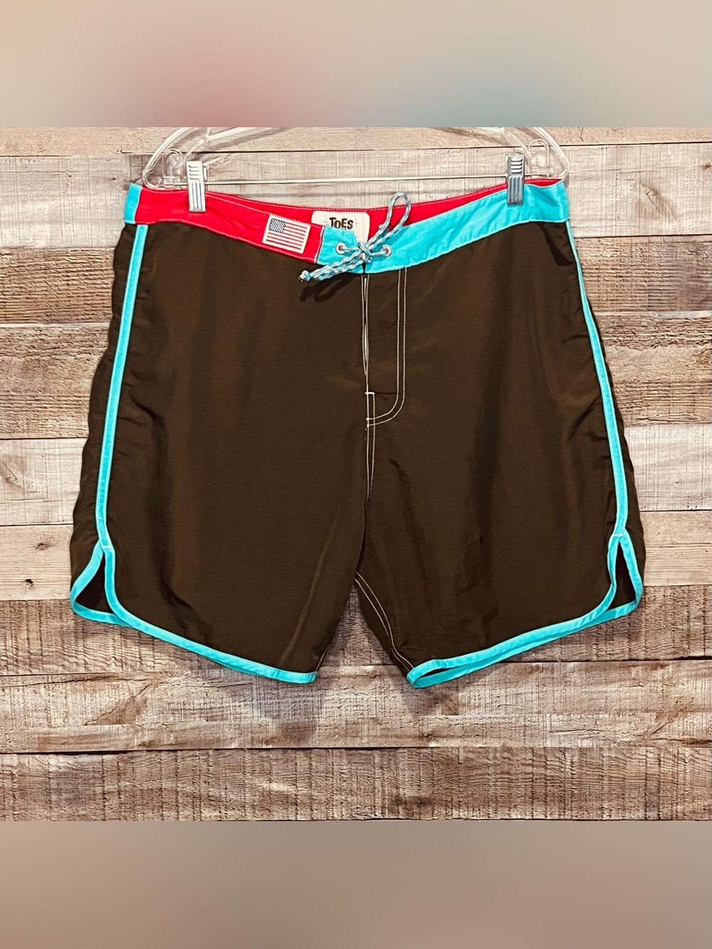 Toes on The Nose Swim Size 36 Hook & Loop Close Drawstring Pocket Trunks USA